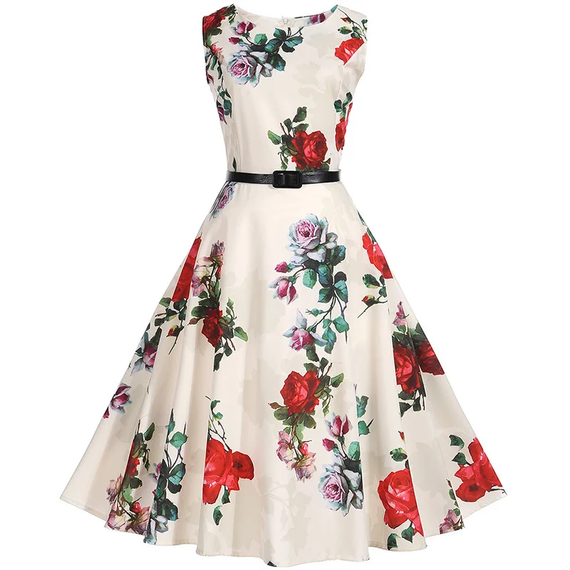 Jurken Summer Dresses Casual Women Floral Print Retro Tunic Hepburn 50s 60s Big Swing Vintage Rockabilly Dress robe femme Party
Jurken Summer Dresses Casual Women Floral Print Retro Tunic Hepburn 50s 60s Big Swing Vintage Rockabilly Dress robe femme Party