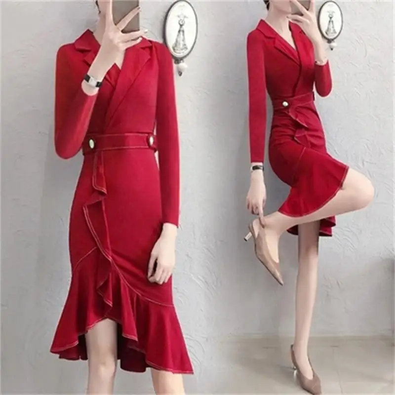 Fashion dress Female autumn /spring New High-end Celebrity party dress dress female red temperament fishtail dress women
Fashion dress Female autumn /spring New High-end Celebrity party dress dress female red temperament fishtail dress women
