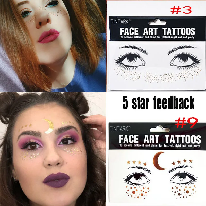 1Pc 2020 Europe Gold Temporary Face Tattoo Stickers Spot Waterproof Crystal Freckles Bronzing Eye Glitters Makeup Flash Tools | Красота и