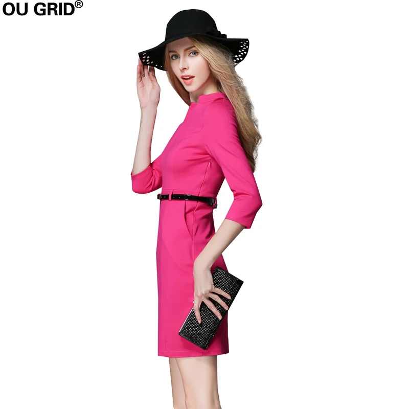Women's Rose Red V-Neck 3/4 Sleeve Elegant Business Slim Bodycon Dress with Belt
Women's Rose Red V-Neck 3/4 Sleeve Elegant Business Slim Bodycon Dress with Belt
