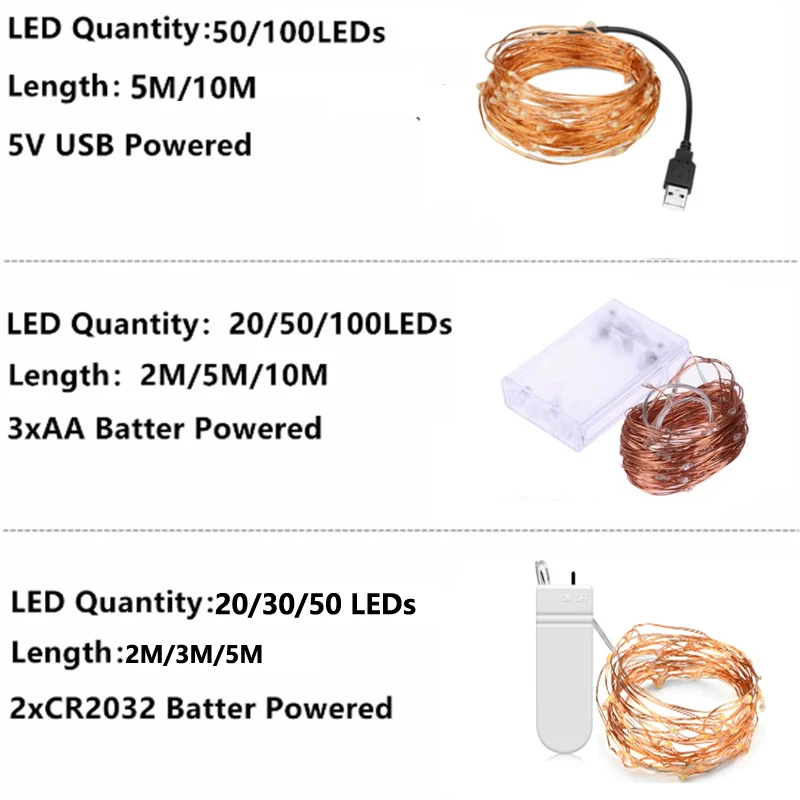 2M 3M 5M 10M Led Lights Chain Copper Wire USB Or Battery Powered led String light Fairy Light For Christmas Lights Wedding Party
2M 3M 5M 10M Led Lights Chain Copper Wire USB Or Battery Powered led String light Fairy Light For Christmas Lights Wedding Party