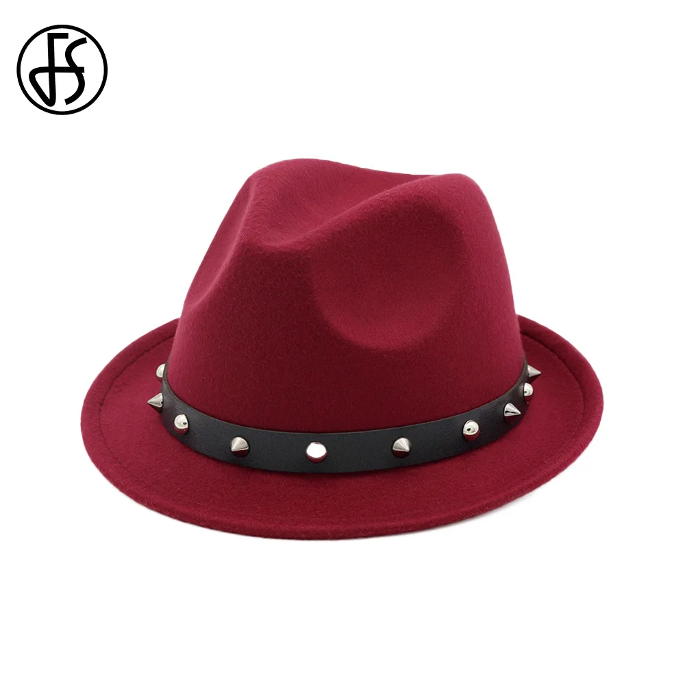 FS Red Black Winter British Style Men Jazz Hat Vintage Church Hats Wool Short Wide Brim Felt Fedora For Women With Rivet
FS Red Black Winter British Style Men Jazz Hat Vintage Church Hats Wool Short Wide Brim Felt Fedora For Women With Rivet