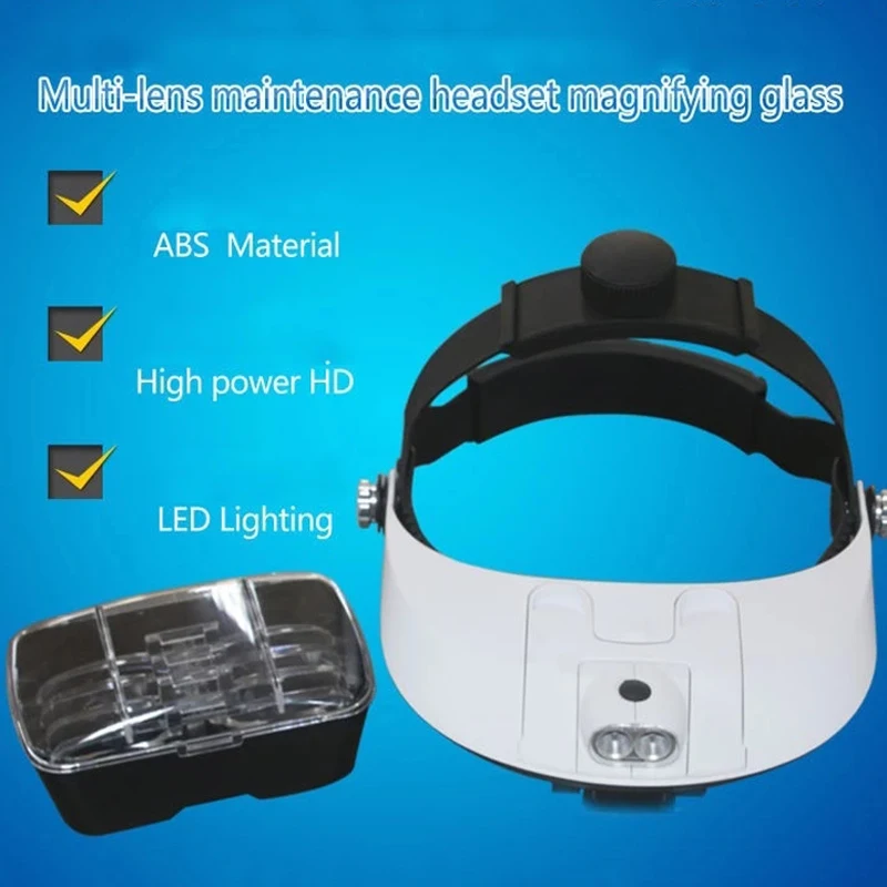 Illuminated Helmet Magnifier With 2 LED Headband Magnifying Glass 1X 1.5X 2X 2.5X 3.5X Lens for Reading Phone Repair
Illuminated Helmet Magnifier With 2 LED Headband Magnifying Glass 1X 1.5X 2X 2.5X 3.5X Lens for Reading Phone Repair