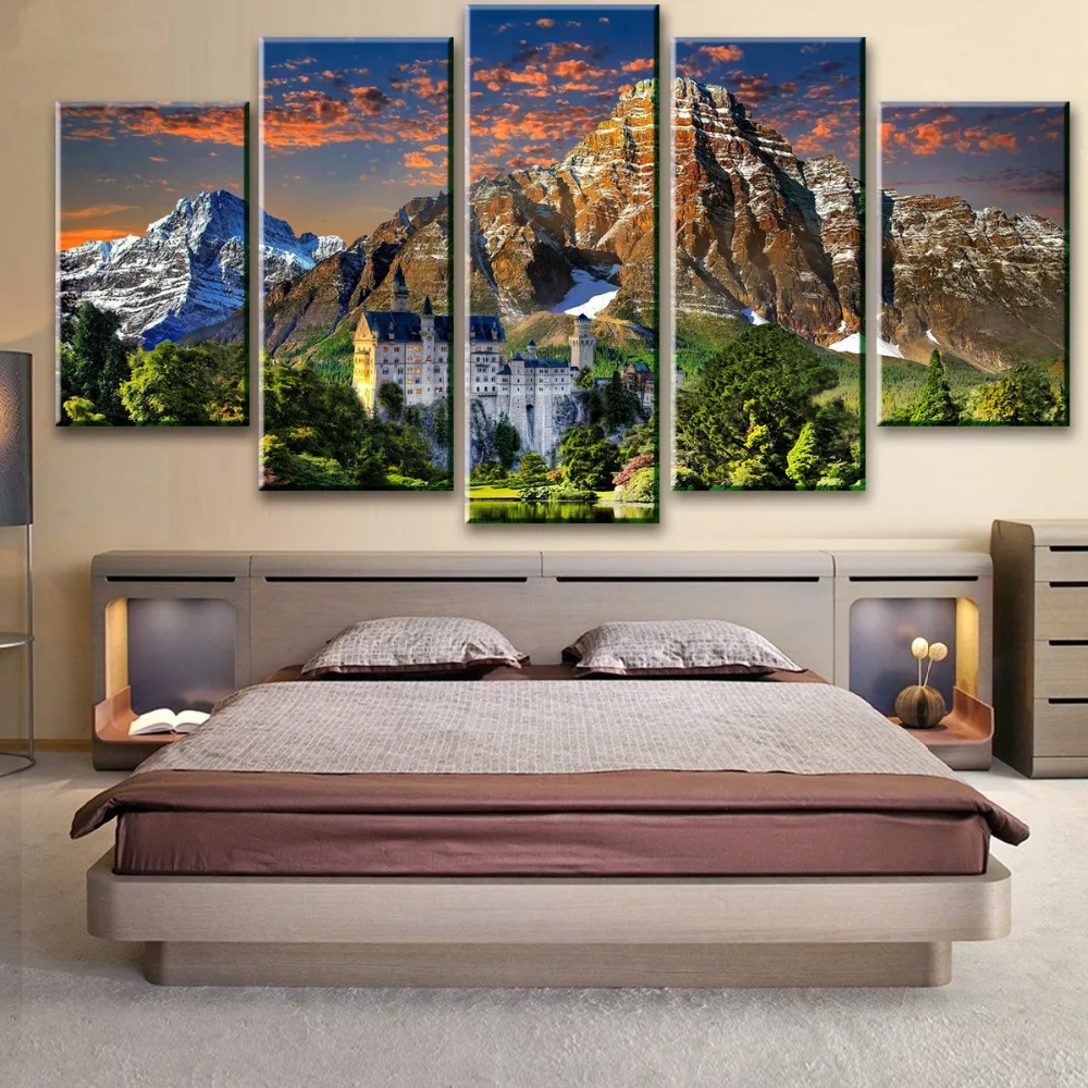 Canvas Painting Modular 5 PiecesPcs Mountain Lake Sky Tree Nature Castle HD Print Frame Wall Art Poster For Living Room Picture
Canvas Painting Modular 5 PiecesPcs Mountain Lake Sky Tree Nature Castle HD Print Frame Wall Art Poster For Living Room Picture