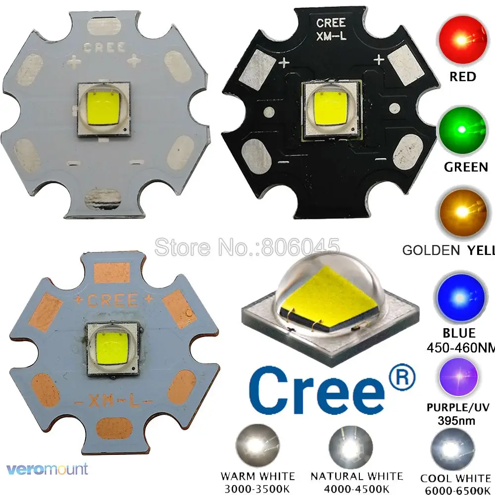 CREE XML2 LED XM-L2 Diode T6 10W White Neutral Warm White Flashlight Chip 5050 Red Green Blue UV Yellow High Power LED Emitter
CREE XML2 LED XM-L2 Diode T6 10W White Neutral Warm White Flashlight Chip 5050 Red Green Blue UV Yellow High Power LED Emitter