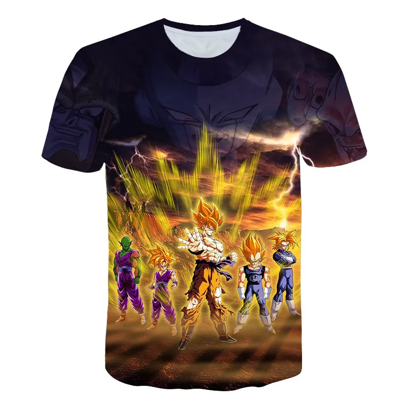 Новые футболки Dragon Ball Z мужские летние с 3D принтом Super Saiyan Son Goku Black Zamasu Vegeta