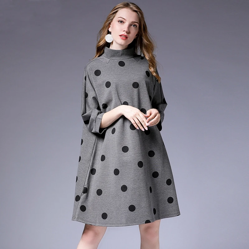 Autumn Plus Size Batwing Sleeves Loose Jumper Dress Lady Winter Fashion Polka Dot Casual Tunic Dress Pullover AA4442
Autumn Plus Size Batwing Sleeves Loose Jumper Dress Lady Winter Fashion Polka Dot Casual Tunic Dress Pullover AA4442