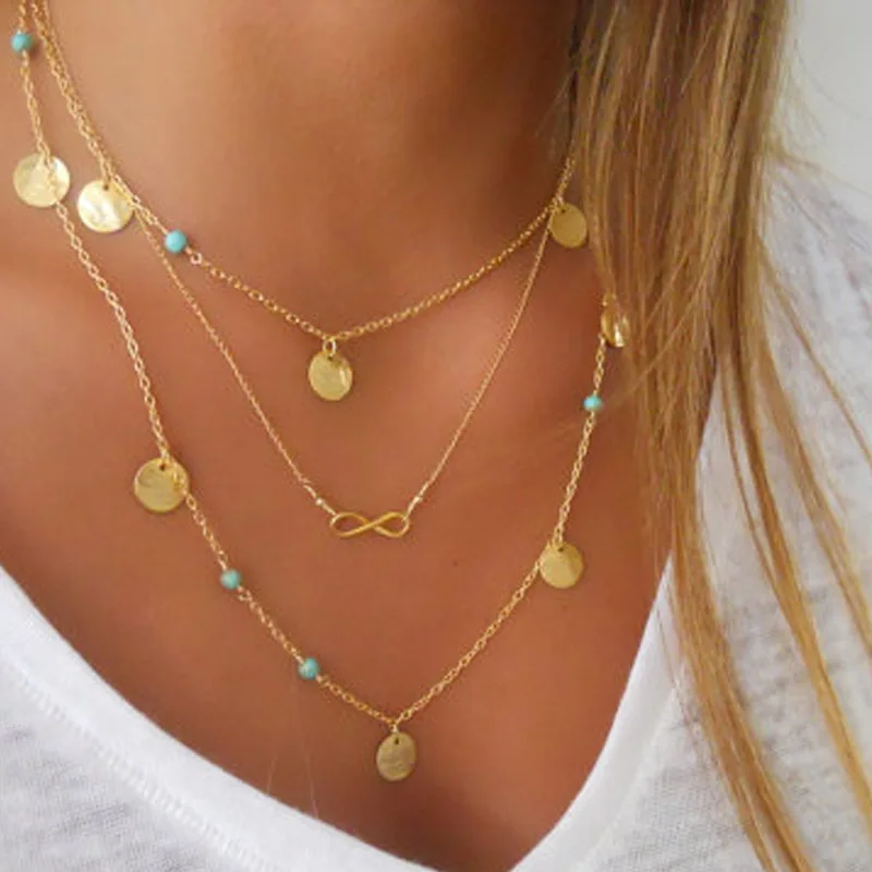 Bohemian Gold Silver Tassel Choker Chain Necklace Pendant for Women Infinity Beads Sequins Clavicle Statement Necklace Jewelry
Bohemian Gold Silver Tassel Choker Chain Necklace Pendant for Women Infinity Beads Sequins Clavicle Statement Necklace Jewelry