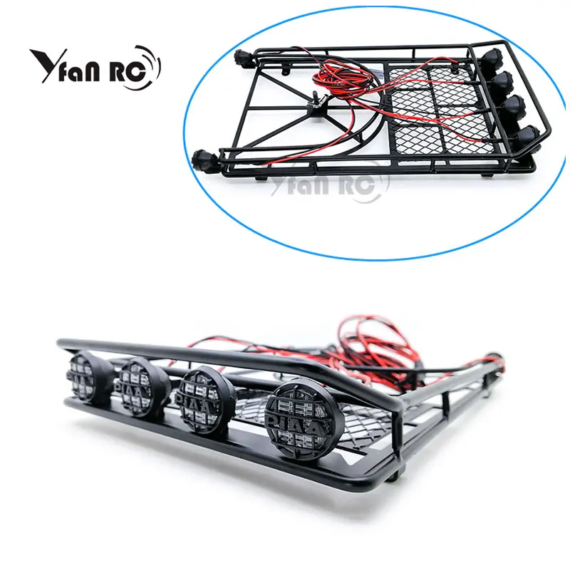 Yfan RC Metal Roof Luggage Rack LED Light Spare Tire Bracket For 1/10 RC Crawler Trx4 Bronco Axial Scx10 RC4WD CC01 TF2
Yfan RC Metal Roof Luggage Rack LED Light Spare Tire Bracket For 1/10 RC Crawler Trx4 Bronco Axial Scx10 RC4WD CC01 TF2