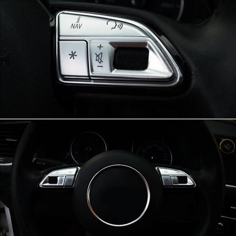 6 шт. хромированные кнопки на руль из АБС пластика для Audi A3 2015 2016 и A1 12 15 A6 C7 17 A7