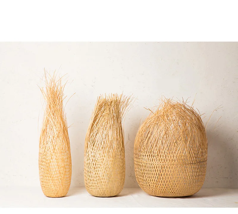 Creative personality bamboo woven chandelier Chinese zen lamp tea room restaurant hotel homestay art style shade | Лампы и освещение