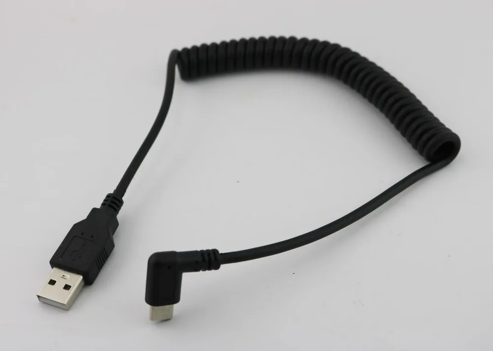 

1pc 1.5M/5FT USB 2.0 A Male to USB Type C 3.1 Left/Right Male Charging Spiral Coiled Adapter Cable Cord