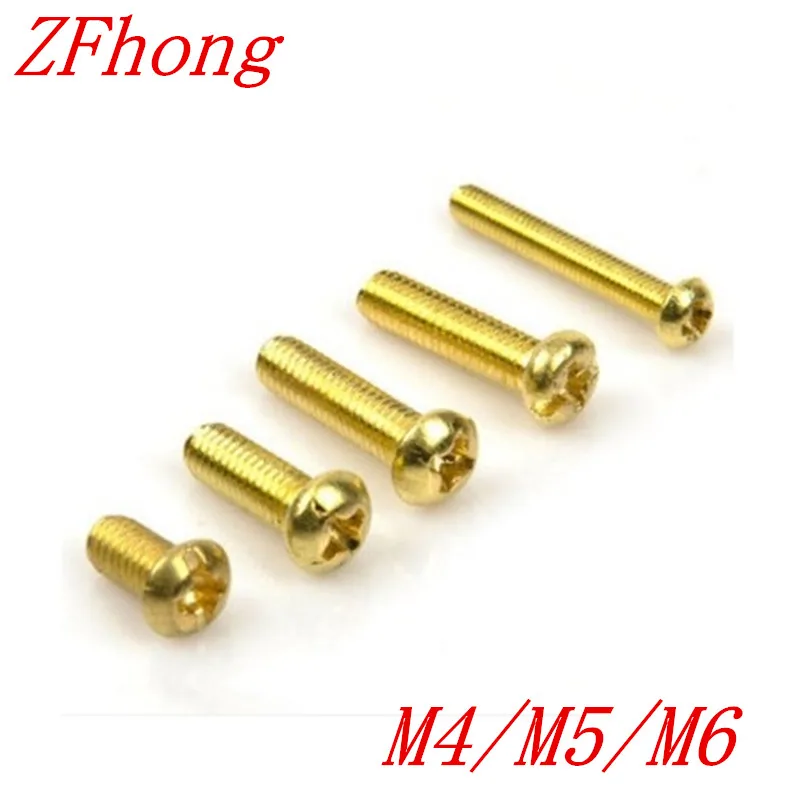 100pcs DIN7985 M4 M5 M6 Brass Round Pan head machine screws