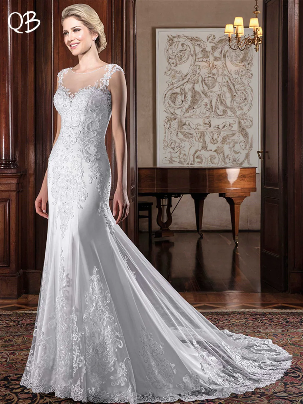 Vestido de Noiva 2019 New Wedding Dresses Mermaid Floor Length Tulle Beading Lace Crystal Sexy Bridal Wedding Gowns SF55
Vestido de Noiva 2019 New Wedding Dresses Mermaid Floor Length Tulle Beading Lace Crystal Sexy Bridal Wedding Gowns SF55