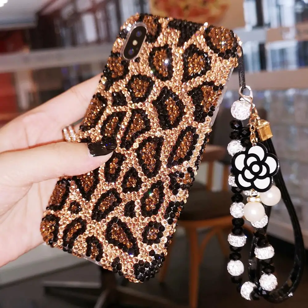 Для iphone 11 pro max Роскошные полосы леопарда зебры Bling crystal diamond Чехол для XS Max X 6 6S 7 8 plus