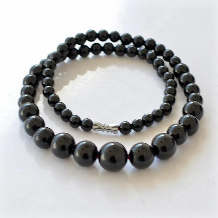6-14mm Natural Black Agate Tower Chian Round Beads Necklace Jewelry Fine Beaded Necklace Jewelry For Women Gift With Certificate
6-14mm Natural Black Agate Tower Chian Round Beads Necklace Jewelry Fine Beaded Necklace Jewelry For Women Gift With Certificate