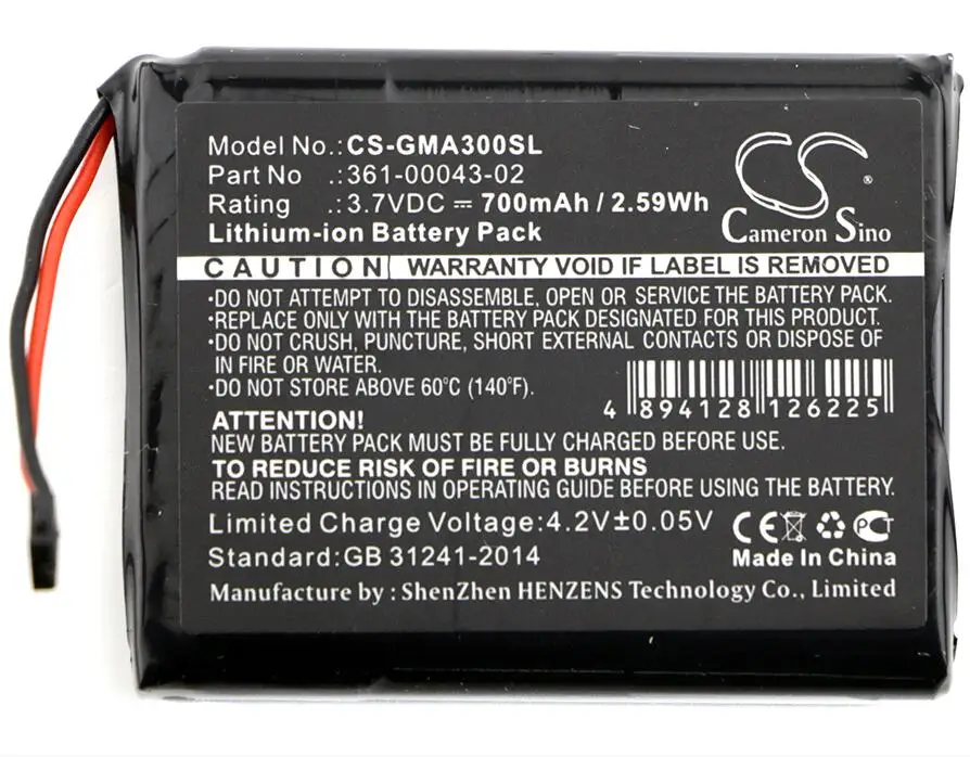 Cameron Sino 700mah battery for GARMIN 010-01690-00 Approach G30 361-00043-02 batteries
Cameron Sino 700mah battery for GARMIN 010-01690-00 Approach G30 361-00043-02 batteries