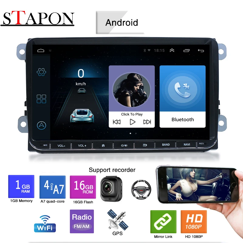 STAPON 9 дюймов android 8 0 для VW автомобиля mp5 с FM/AM навигационное рулевое управление 9001|MP4