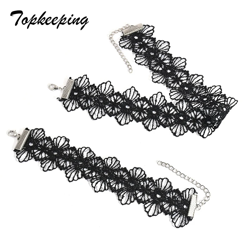 Fashion Women Black White Lace Flower Collars Choker Necklace Bracelet 2pcs Punk Gothic Jewelry Set For Wedding Party
Fashion Women Black White Lace Flower Collars Choker Necklace Bracelet 2pcs Punk Gothic Jewelry Set For Wedding Party