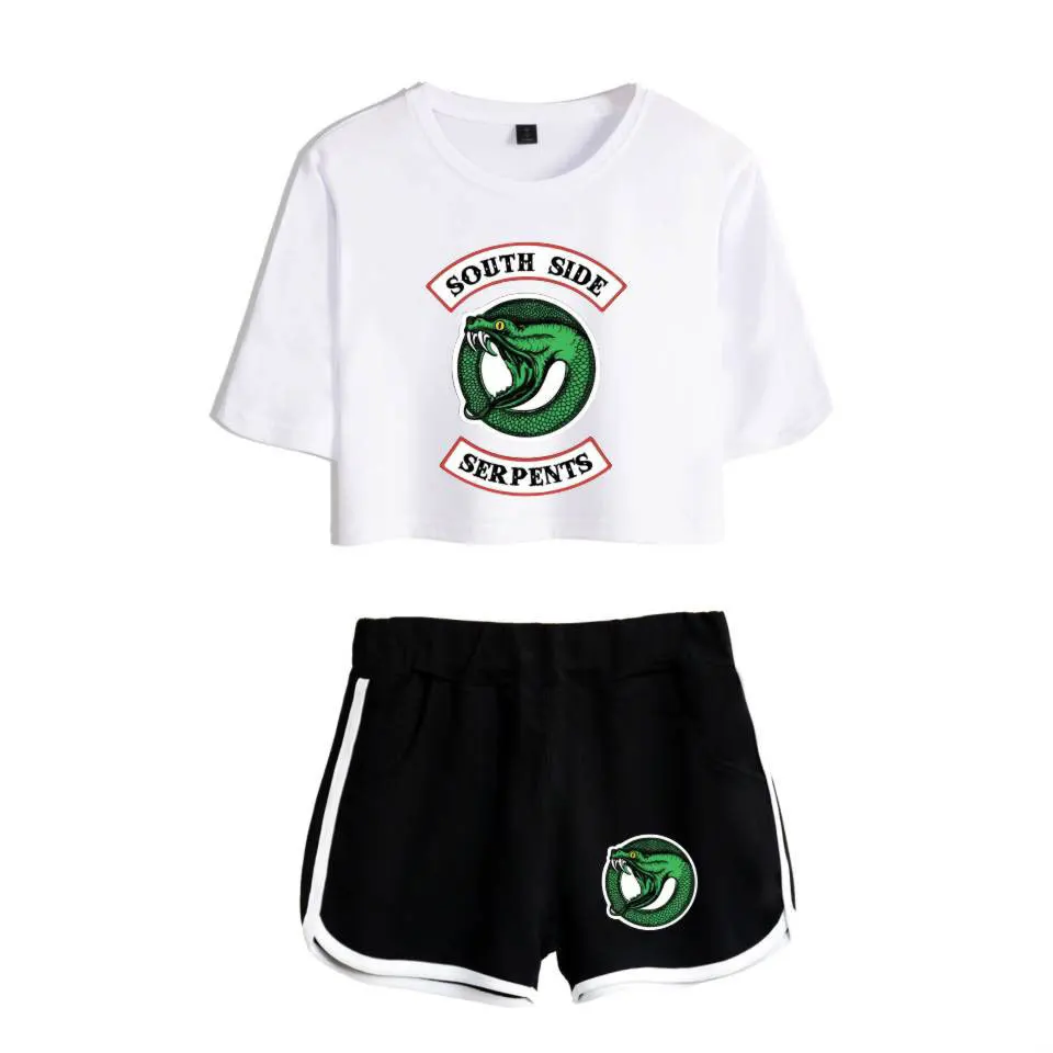 Riverdale Two Piece Set Summer Cotton Printed TShirt Suit Shorts Crop top Women Fashion South Side Serpents Suit Set costume
Riverdale Two Piece Set Summer Cotton Printed TShirt Suit Shorts Crop top Women Fashion South Side Serpents Suit Set costume