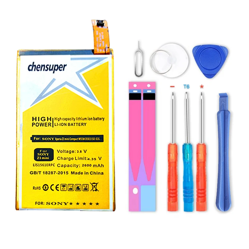 Chensuper 2600 мАч LIS1561ERPC батарея для SONY Xperia Z3 mini Compact M55W D5833 SO-02G батареи
Chensuper 2600 мАч LIS1561ERPC батарея для SONY Xperia Z3 mini Compact M55W D5833 SO-02G батареи