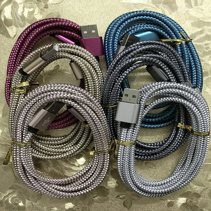 500 шт. Высокое качество 1 м 2 3 2.4A нейлон плетеные ткани Micro V8 Usb кабель аксессуары