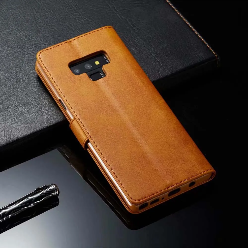 Роскошный чехол с держателем для карт Samsung Galaxy Note 9 ретро из натуральной ПУ кожи