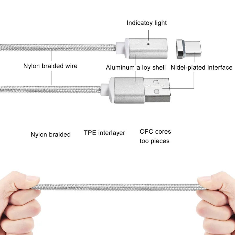 Nylon Braided 3 in 1 USB Charging Cable Magnetic Adapter Micro USB Type-C Head Charger For iPhone Android and USB 3.1 Type C
Nylon Braided 3 in 1 USB Charging Cable Magnetic Adapter Micro USB Type-C Head Charger For iPhone Android and USB 3.1 Type C