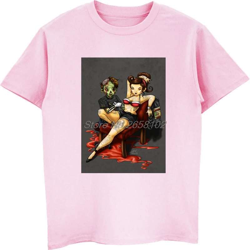 Зомби и Pin сексуальная девушка футболка для мужчин смешной геймер Футболка