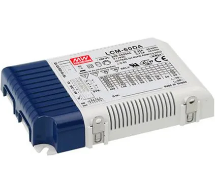 Meanwell LCM-60DA;60 Вт многоступенчатый светодиодный привод с режимом постоянного тока; Встроенный интерфейс DALI
Meanwell LCM-60DA;60 Вт многоступенчатый светодиодный привод с режимом постоянного тока; Встроенный интерфейс DALI