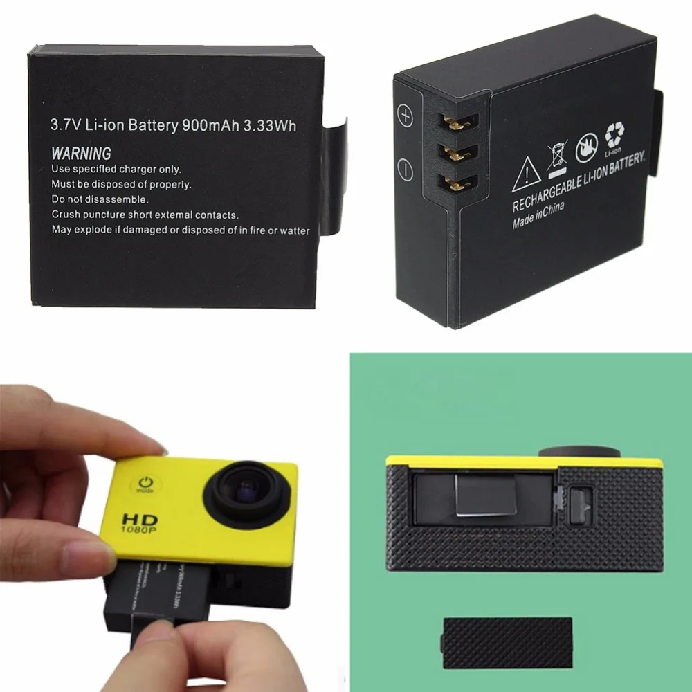 900 мА/ч Спортивная Экшн камера Камера Батарея для видеокамеры SJ 4000 SJ5000 SJ6000 M10 SJ7000