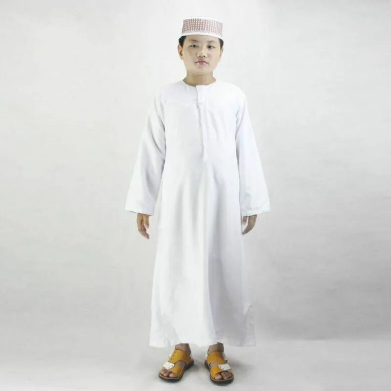 

6 Colors Abaya Boy Jubba Thobe Islamic Clothing Men Arabic O Neck Kaftan Muslim Dress Saudi Arab Dubai 3-14 Years Child Islam