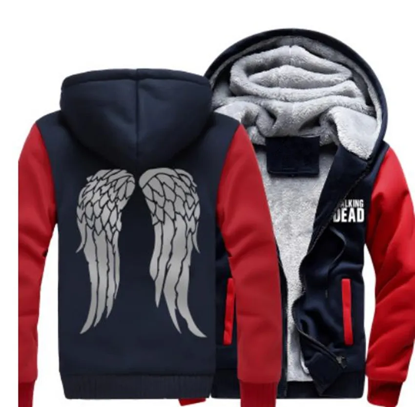 

Men Women US size The Walking Dead Daryl Dixon Thicken Coat Hoodie Zombie Wings Winter Fleece Jacket