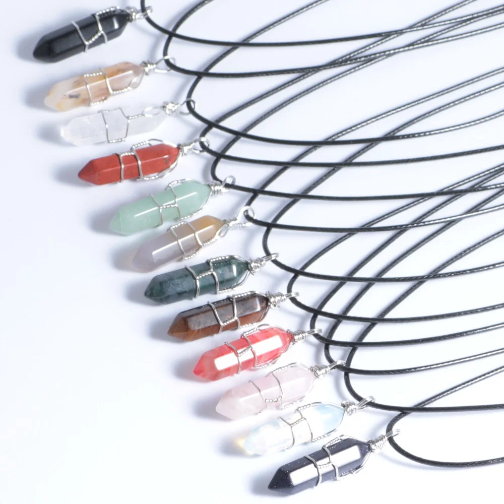 Natural Crystal Hexagon Stone Pendant With Black Leather Necklace For Via Ordinary Post Jewelry
Natural Crystal Hexagon Stone Pendant With Black Leather Necklace For Via Ordinary Post Jewelry