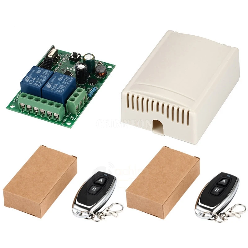 50Pcs/Lot 433Mhz Universal Wireless Remote Control Switch AC 250V 110V 220V 2CH Relay Receiver Module + 2Pcs/Lot RF
50Pcs/Lot 433Mhz Universal Wireless Remote Control Switch AC 250V 110V 220V 2CH Relay Receiver Module + 2Pcs/Lot RF