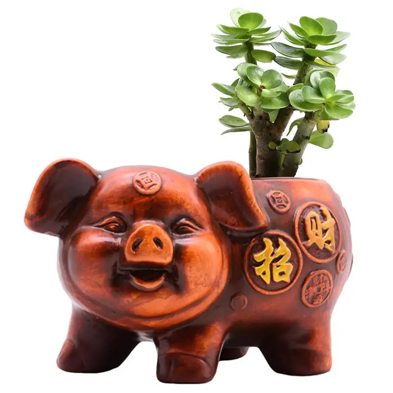 

Gardening Supplies Creative Desktop Ceramic Personality Flower Pot Creative Pig Shape Ceramic Desktop Plant Pot For Home