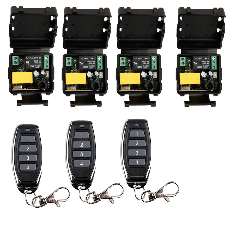 Universal AC 220V 10A Relay 1CH Wireless RF Remote Control Switch 3*Transmitter+4*Receiver Module,315 / 433 MHz
Universal AC 220V 10A Relay 1CH Wireless RF Remote Control Switch 3*Transmitter+4*Receiver Module,315 / 433 MHz