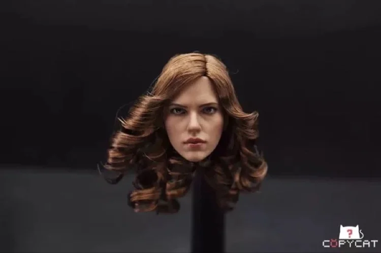

Collection 1:6 Scarlett Johansson Black Widow Head Sculpt With Brown Curly Hair Female Headplay Model For 12" Female Figure Toy