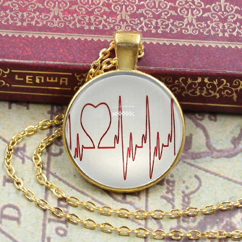 Новый бренд ювелирных изделий сердцебиение ECG сердце очаровательное стекло