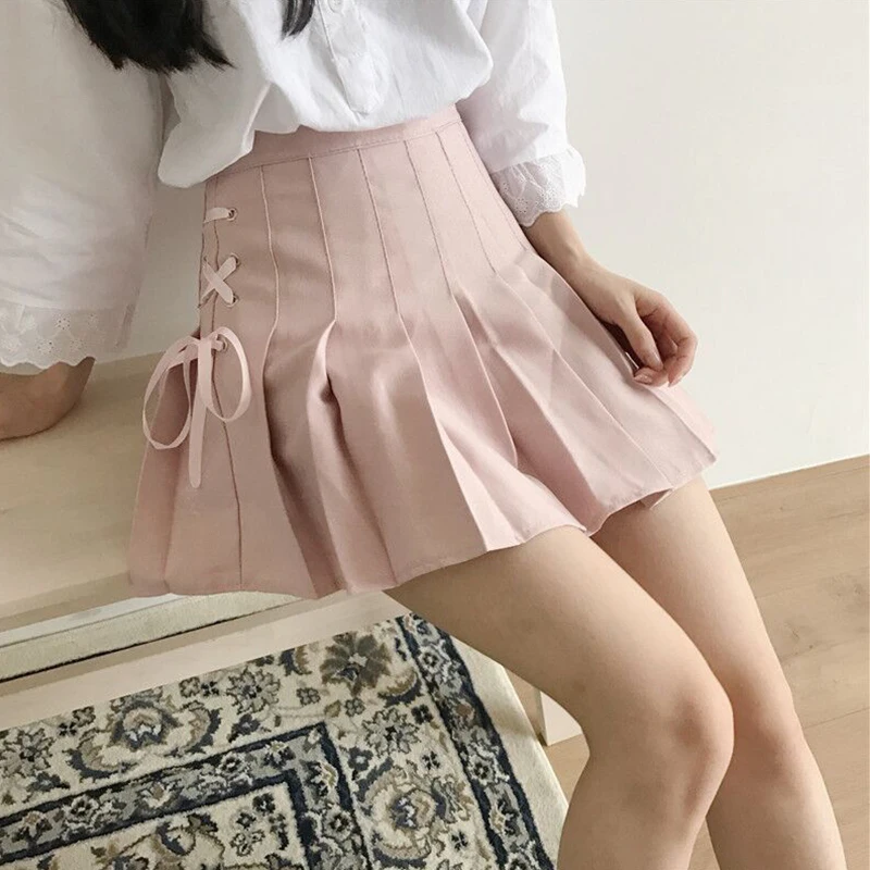 Spring Lace-up Pleated Solid Empire Mini Skirt Preppy Style Black Pink White Summer Skirt Sweet Lolita Girls Pleated Skirt
Spring Lace-up Pleated Solid Empire Mini Skirt Preppy Style Black Pink White Summer Skirt Sweet Lolita Girls Pleated Skirt
