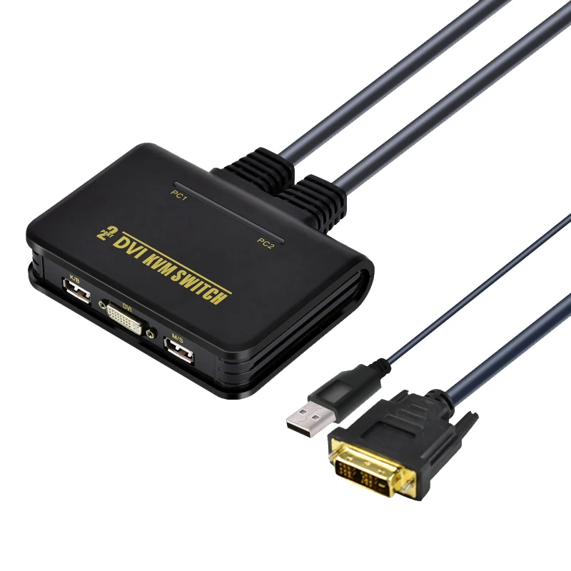 Фото Переключатель DVI KVM переключатель 2 порта USB 0 конвертер аудио видео кабель для