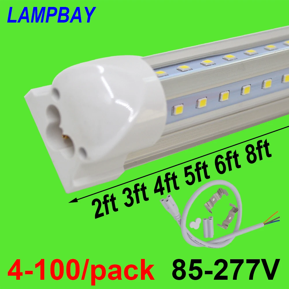 4 100/упаковка светодиодные трубчатые лампы V образные 270 угол 2/3/4/5/6/8 футов|led tube t8|tube