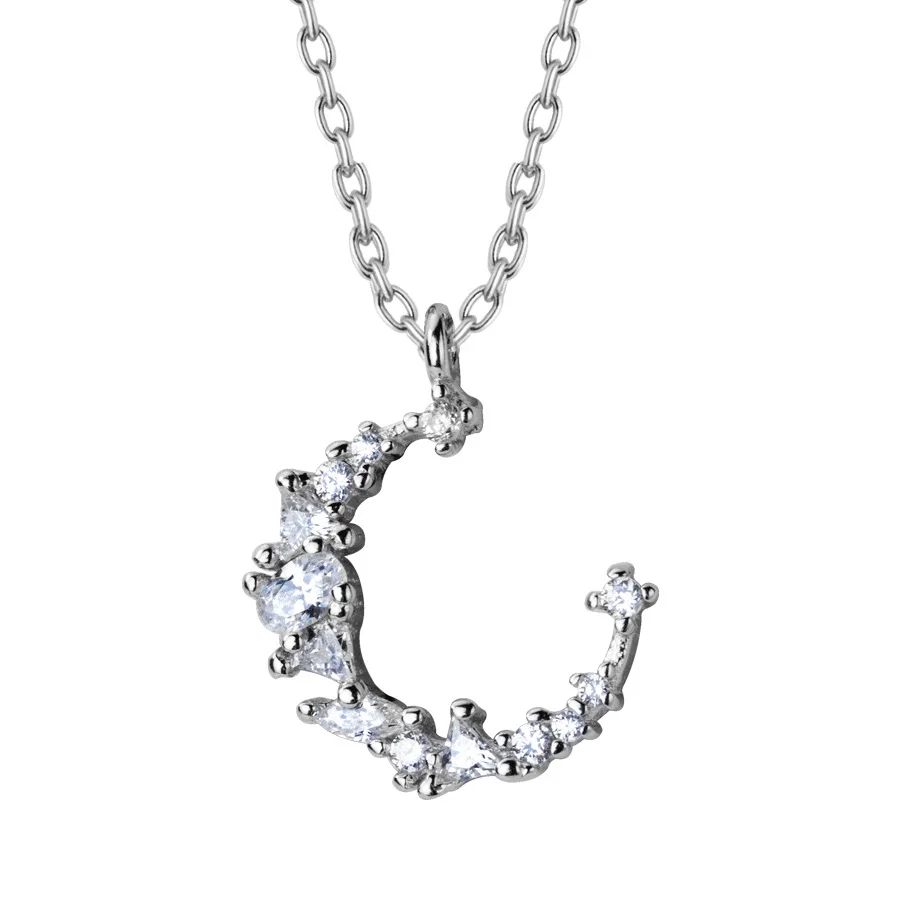 DXJEL 100% Стерлинговое Серебро 925 пробы ювелирные изделия Луна CZ камень ожерелье с