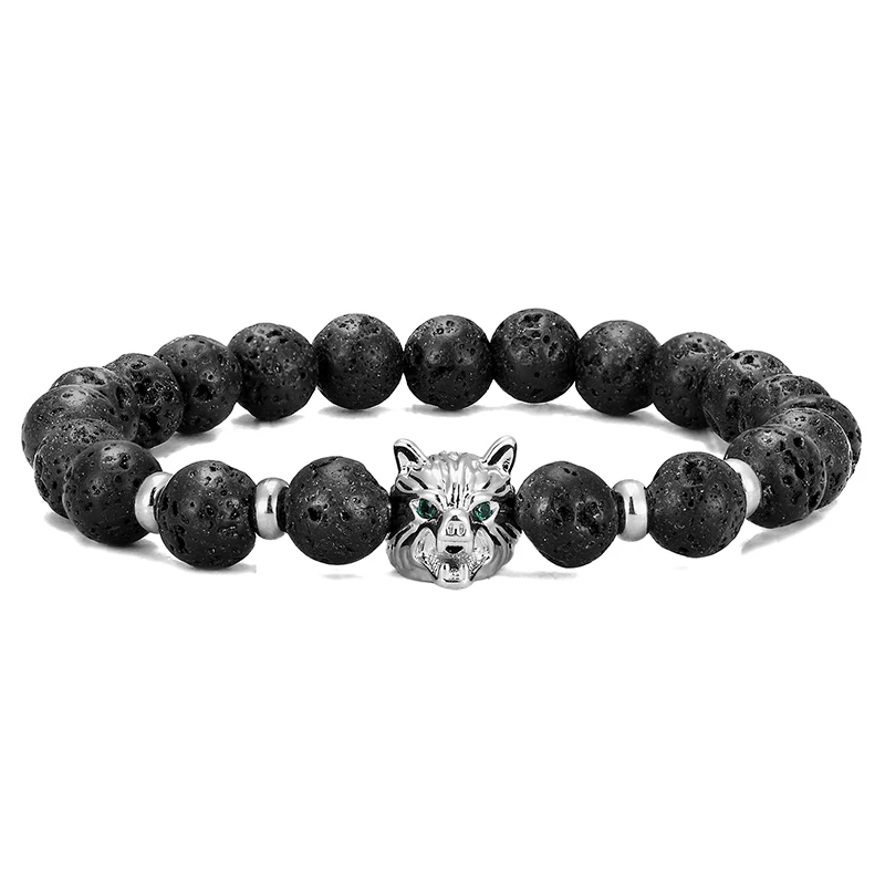 Fashion Charm Zircon Wolf Head 8mm Lava Rock Bracelet Natural Lava Rock Beaded Bracelet Men's and Women's Jewelry
Fashion Charm Zircon Wolf Head 8mm Lava Rock Bracelet Natural Lava Rock Beaded Bracelet Men's and Women's Jewelry