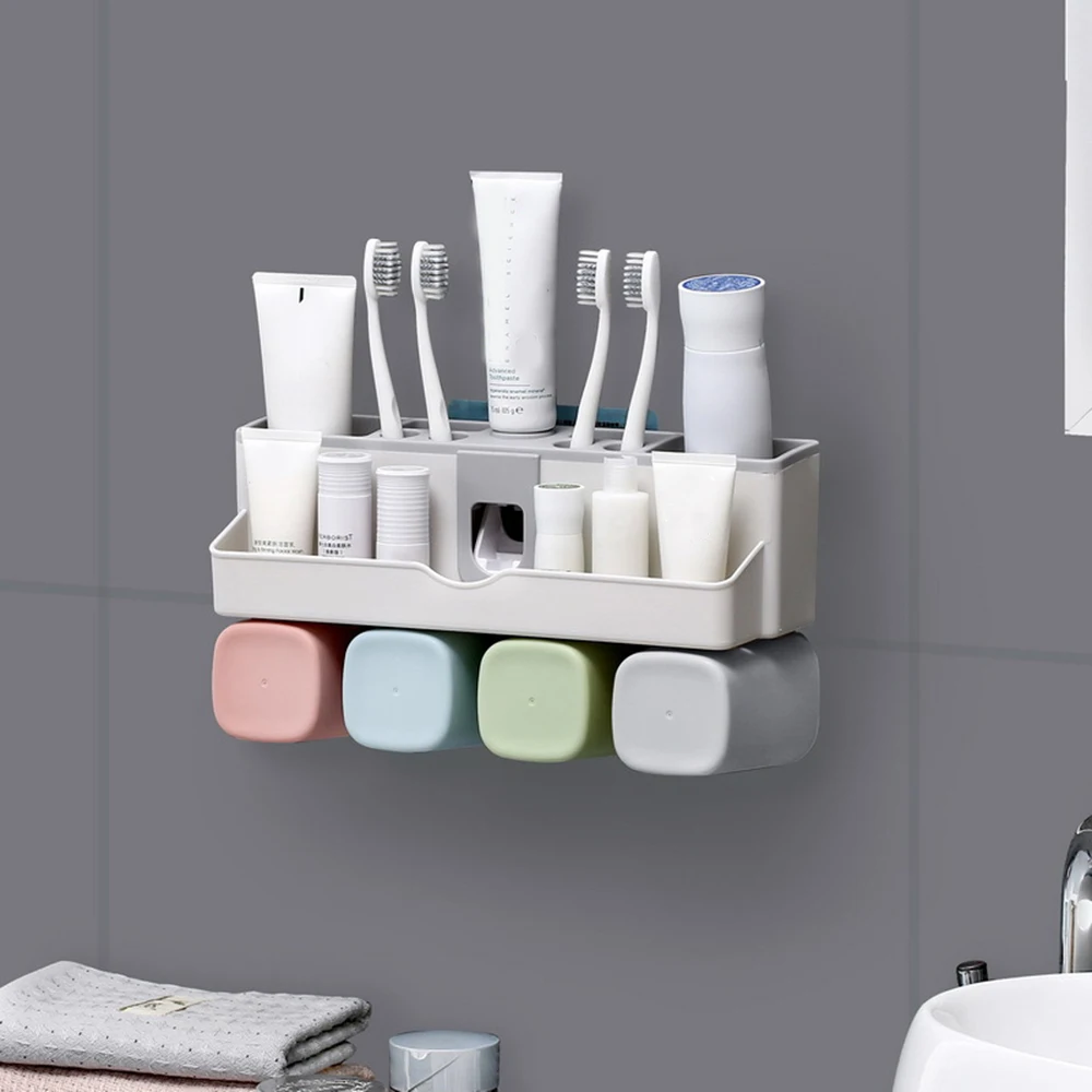 Brand New Toothpaste Dispenser Toothbrush Holder No Drill Wall Mount Bathroom Storage Rack for Family 3-4 Cups
Brand New Toothpaste Dispenser Toothbrush Holder No Drill Wall Mount Bathroom Storage Rack for Family 3-4 Cups