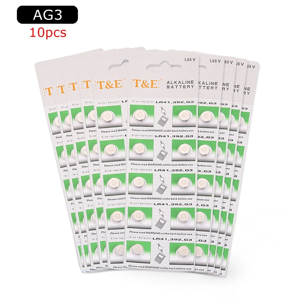 Кнопочные батарейки LR41 AG3 100 1 55 LR736 392 SR41SW 10 карт/384 шт.|Часовые батарейки| |