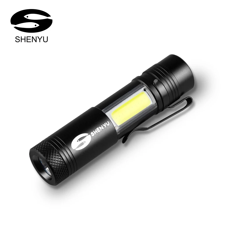 

SHENYU COB Mini Penlight Cree LED Light Portable Cree Q5 LED Flashlight 4 Mode Focus Torch Portable Strobe Lamp Lantern AA/14500