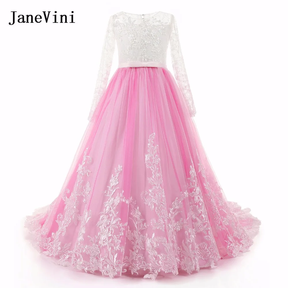 JaneVini Princess Long Sleeve Sweep Train Flower Girl Dresses for Weddings Lace Tutu Kids Pageant Gowns White Top Pink Skirt
JaneVini Princess Long Sleeve Sweep Train Flower Girl Dresses for Weddings Lace Tutu Kids Pageant Gowns White Top Pink Skirt