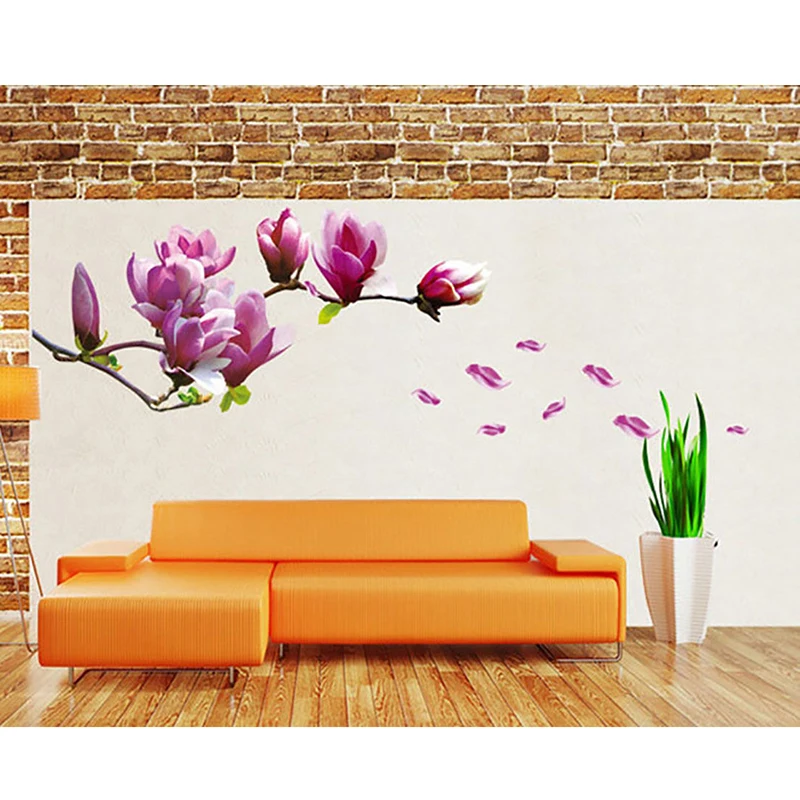 Новинка DIY цветок магнолии ПВХ художественная Наклейка на стену домашний Декор