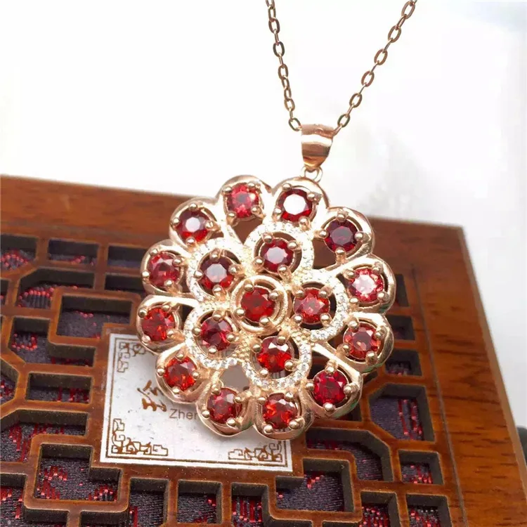 KJJEAXCMY boutique jewels 925 pure silver inlaid with gold jewelry natural garnet jewelry necklace